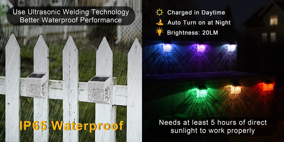 lumières actionnées solaires de paysage pour la lampe de décoration de la lumière LED de jardin de mur de barrière