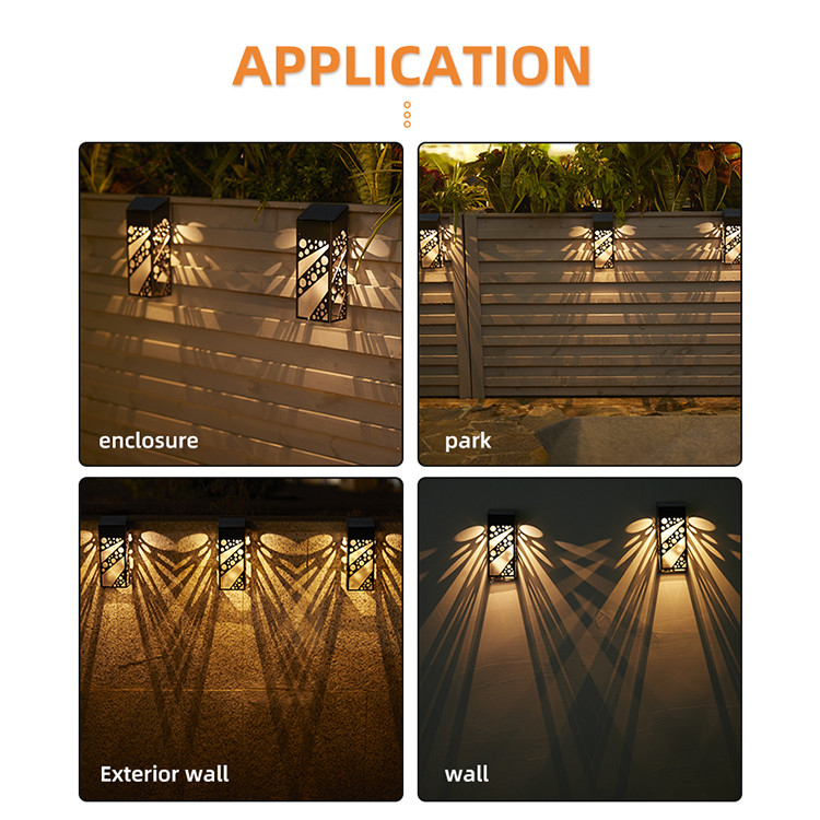 Lumière de clôture solaire étanche à l'eau sans fil 280mA Pour la décoration de murs de patio