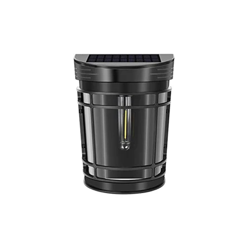 Lumière de clôture solaire LED noire avec 20 lumens Lumière 1200 MAH Batterie chaude Blanc RGB Couleur claire