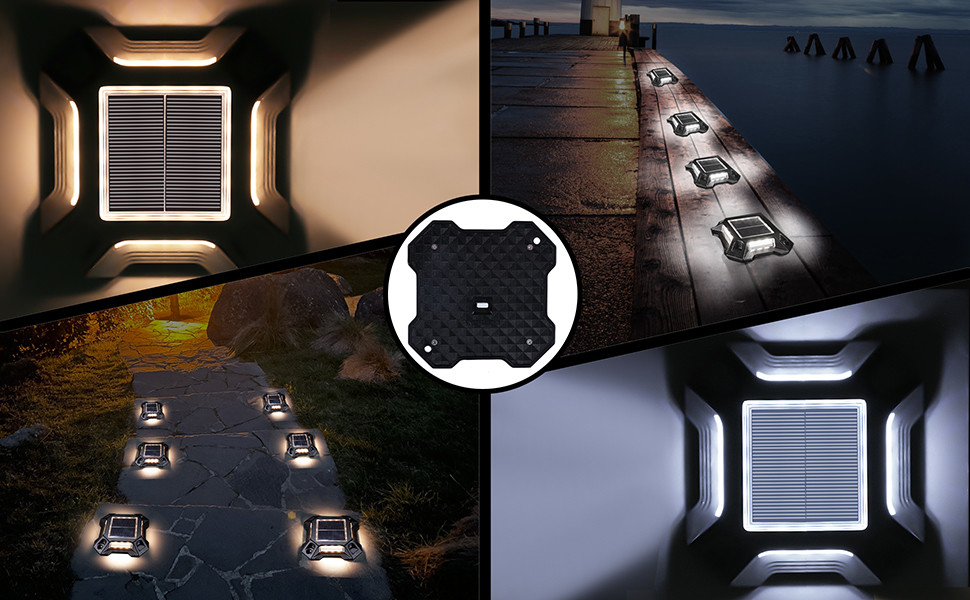 IP68 étanche à l'eau sans fil LED extérieur Solar Deck Dock Lights pour le patio de jardin