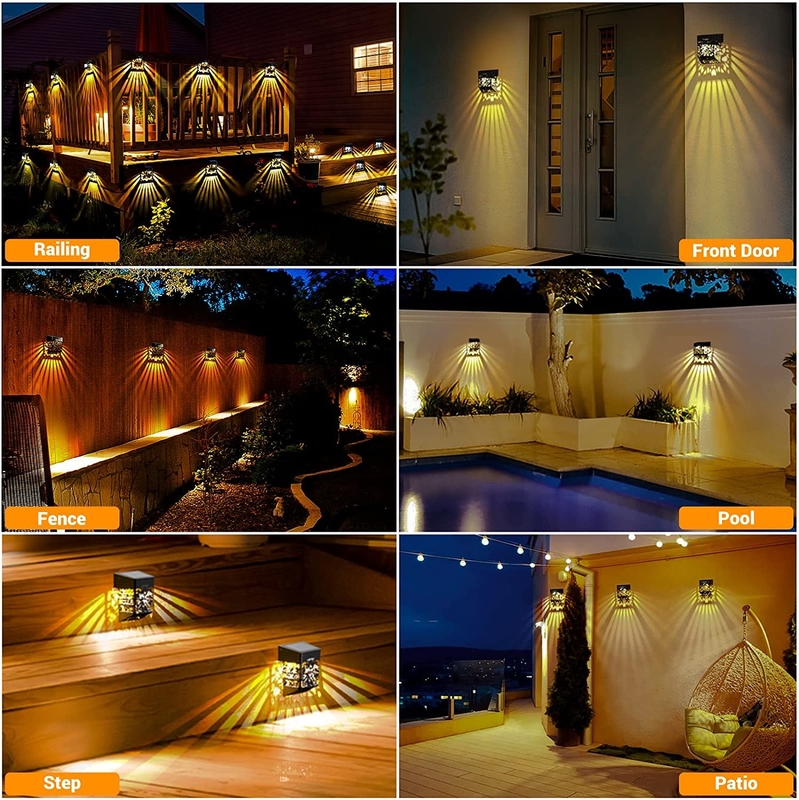 Éclairage de clôture de jardin solaire étanche à l'eau extérieure Couleurs multiples Éclairage de porte solaire LED