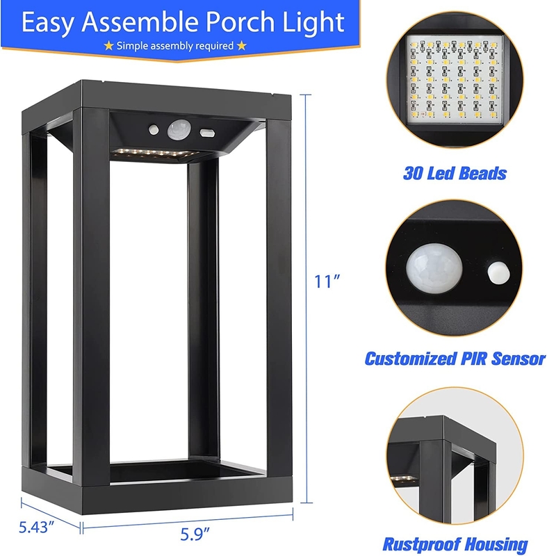 3.7V/2200MA Lumière de paysage à LED solaire à batterie pour jardin et porte extérieure
