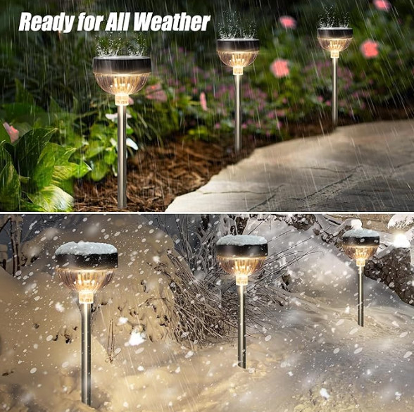 600mAh batterie IP65 étanche Soleil jardin lumières chaudes Blanc 100LM Lumière pendant 8 à 10 heures