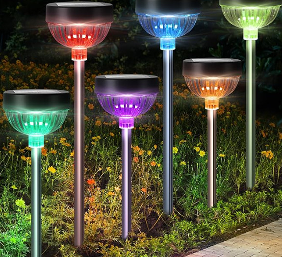 Lumières de jardin LED à énergie solaire avec mode clignotant et décoloration régulière