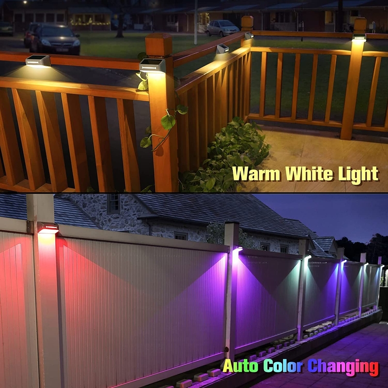 Lumière de clôture de jardin LED à énergie solaire pour éclairage étanche extérieur en blanc chaud/blanc froid/bleu/RGB 1-3 ans de garantie