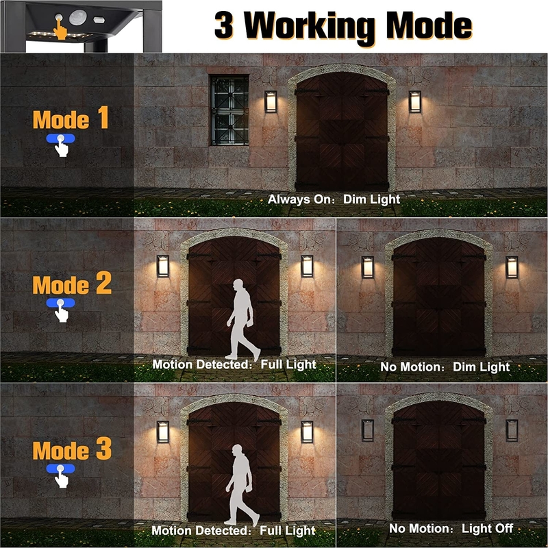 Lampes LED solaires au silicium monocristallin avec une durée de travail de 15 heures et 3 modes lumineux