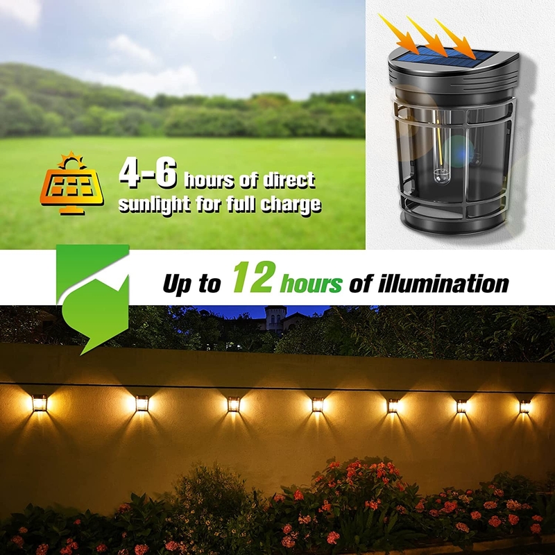 Éclairage de clôture de jardin étanche à l'eau à l'extérieur Lampe murale montée à l'énergie solaire