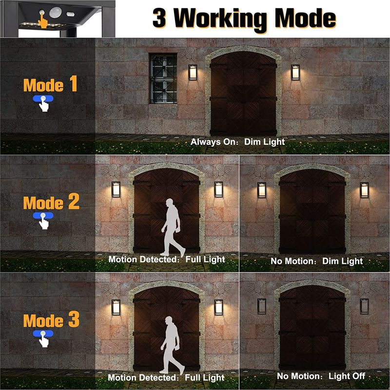 Sensor de mouvement étanche à l'eau à l'extérieur Lampes murales solaires Lampes de clôture de jardin solaire