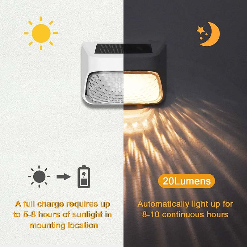 20 lumens Décoration de la clôture solaire Lumière imperméable à l'eau IP65 avec batterie au silicium monocristallin