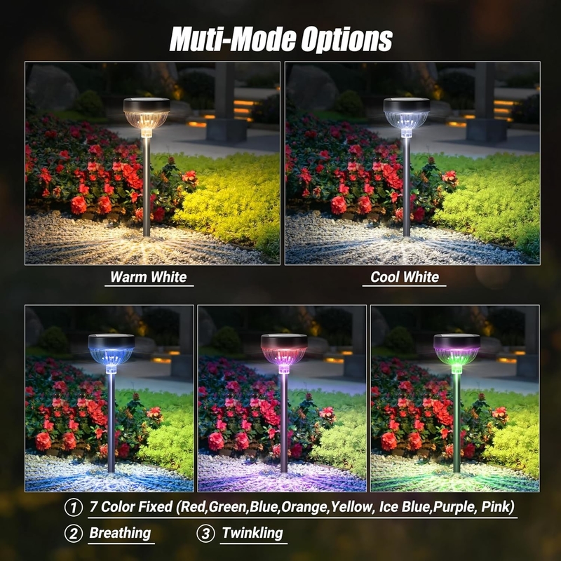 Éclairage solaire de jardin extérieur RGB décoratif