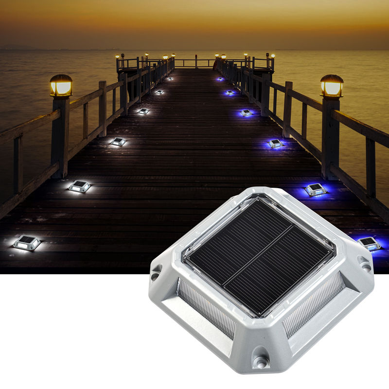 Lumières de quai solaire en aluminium Blanc chaud/blanc froid IP68 imperméable à l'eau 4 paquets pour un éclairage amélioré des chemins