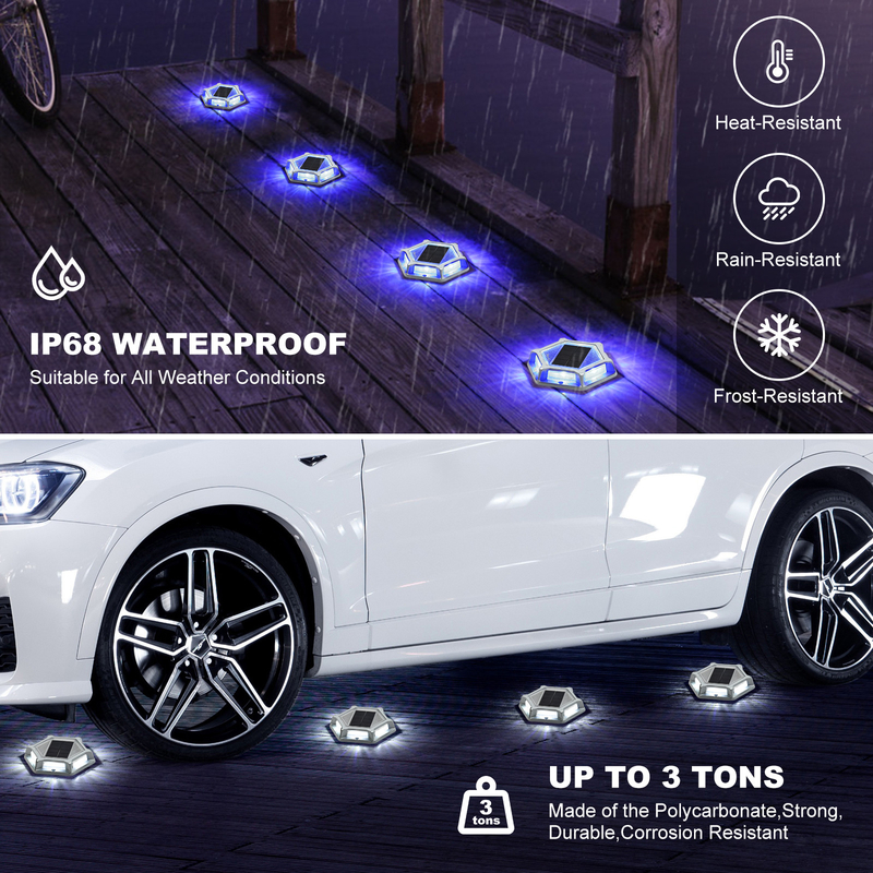 Éclairage solaire de quai à vis Installé 2V Voltage 150g Poids bleu/blanc froid -20°C~60°C Température de fonctionnement 4 paquets