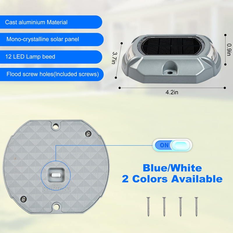 LED Solar Dock Light IP68 imperméable à l'eau 2V bleu/blanc froid 20 lumens luminosité