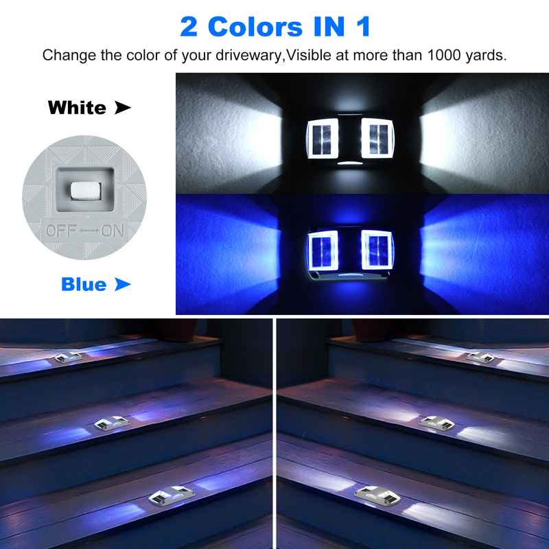 20 lumens Lumières de quai solaire en aluminium LED bleu/blanc froid Installation de vis à 4 paquets