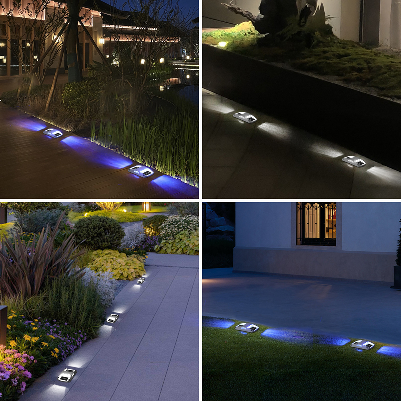 20 lumens Lumières de quai solaire en aluminium LED bleu/blanc froid Installation de vis à 4 paquets