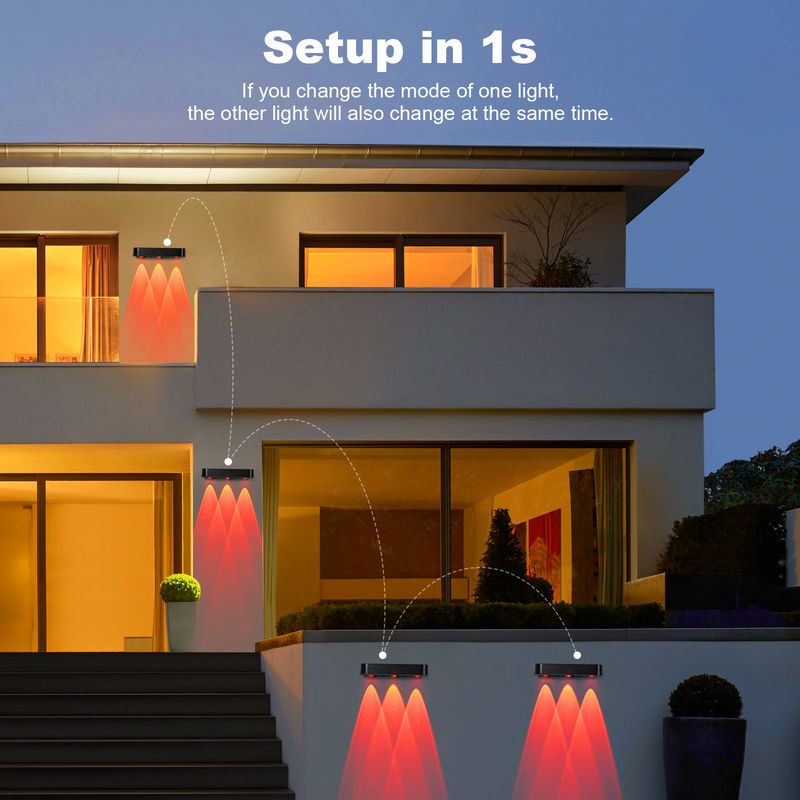 Lumière murale solaire à l'épreuve de l'eau Silicium monocristallin avec lumière LED RGB blanche chaude