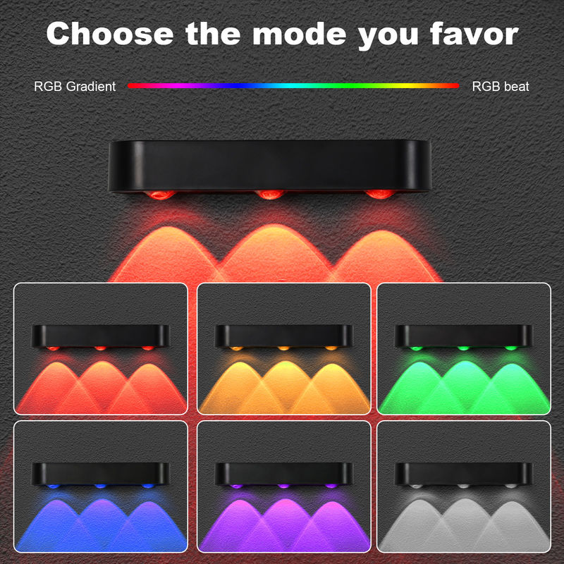Lumière murale solaire à l'épreuve de l'eau Silicium monocristallin avec lumière LED RGB blanche chaude