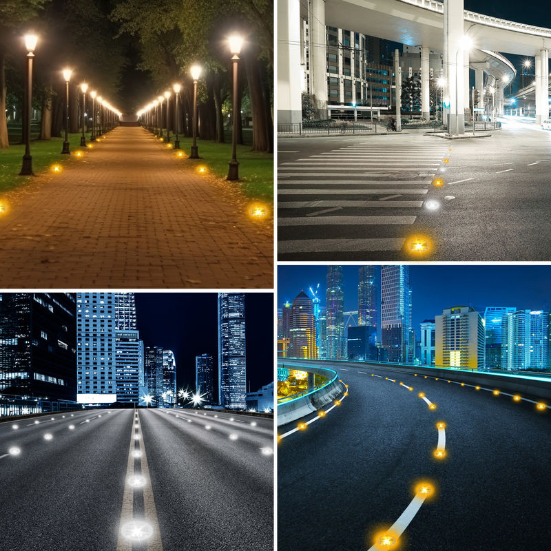 Piste intégrée à l'énergie solaire routière éperon étanche à l'eau lumière clignotante LED yeux de chat éperon 1150g Garage Highway Garden