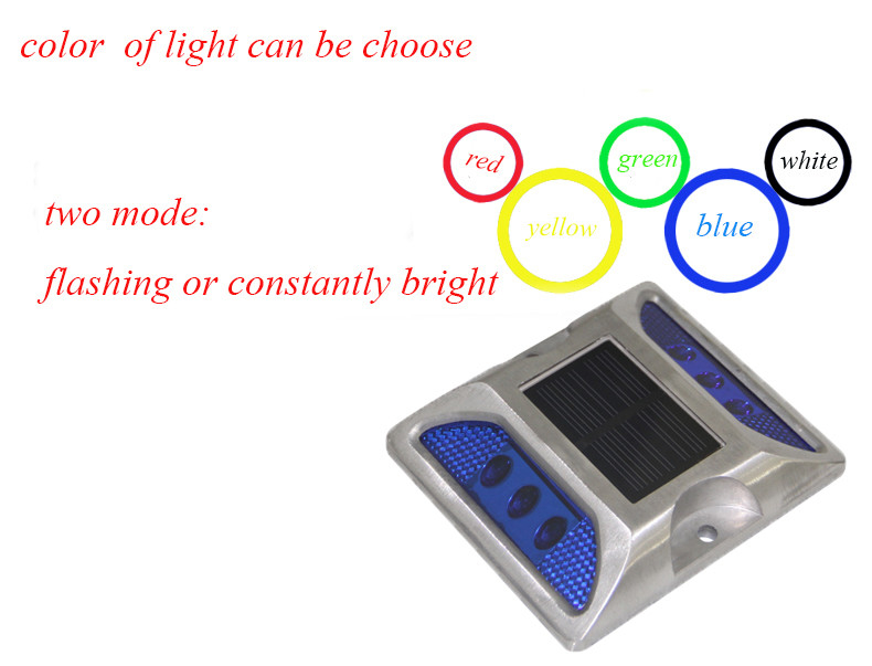Blanc Jaune Rouge Bleu Vert 330g 2V LED Solar Powered Road Studs Température de fonctionnement -20C- 70C Alliage d'aluminium