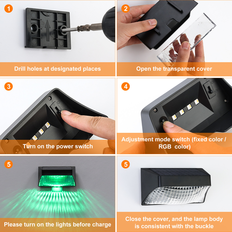 20 heures de travail Temps de travail extérieur Lampes solaires de jardin ABS Mode lumineux