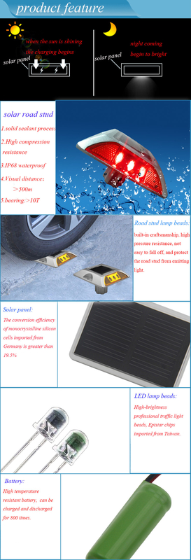 Réflecteur solaire de route en aluminium PBW LED pour l'avertissement de sécurité