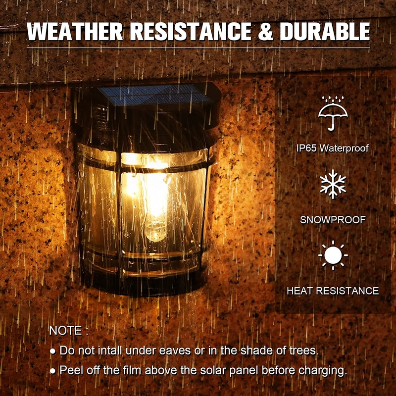 Blanc chaud à RGB Lumière murale solaire Batterie au lithium ternaire avec coque IP65 imperméable à l'eau