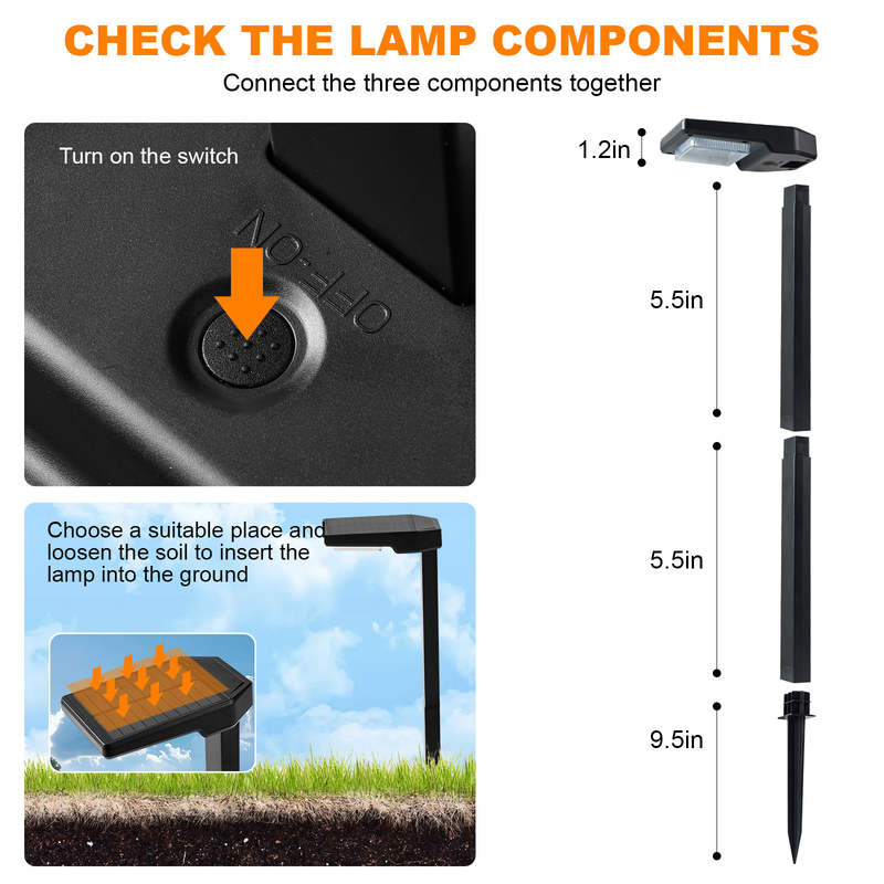 Lumières à LED à énergie solaire avec allumage/arrêt automatique 6 pièces LED IP65 étanche
