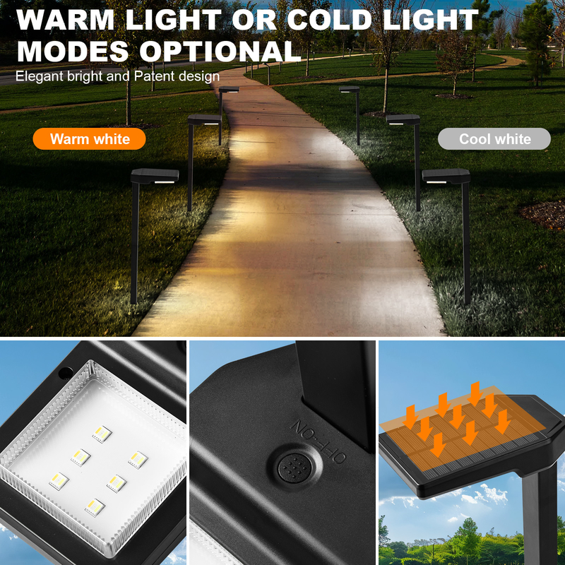 Lumières à LED à énergie solaire avec allumage/arrêt automatique 6 pièces LED IP65 étanche