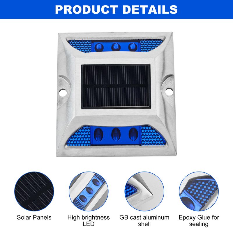 Poteaux lumineux en aluminium solaire avec lumières clignotantes et durée de travail ≥ 100h