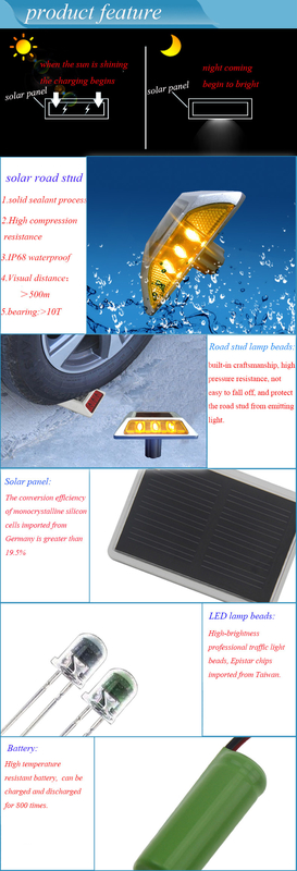 IP68 étanche à l'eau Spike solaire LED réflecteur en aluminium moulé feux de direction routiers avec pieds