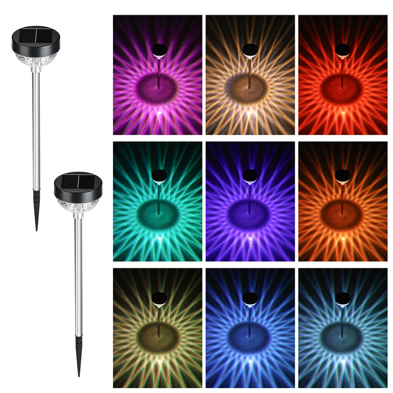 Lumière solaire de chemin de jardin Lumière d'insertion de pelouses RGB changement imperméable à l'eau IP65 Lumière de paysage Décoration de patio