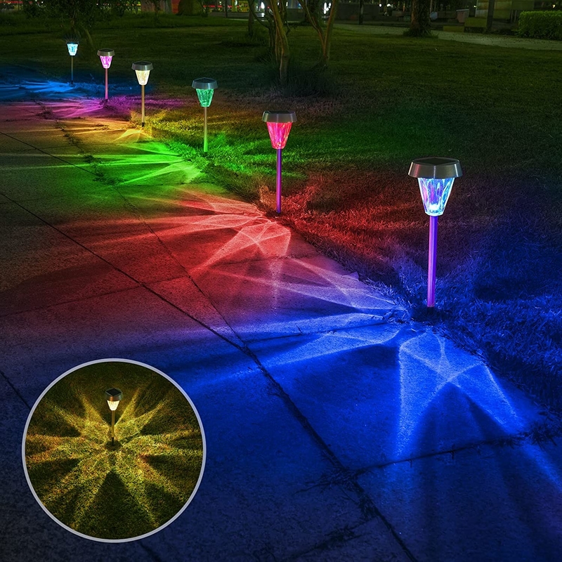 Lumières solaires de jardin extérieur avec corps en acier inoxydable, lumière solaire de chemin d'accès étanche pour la cour de paysage