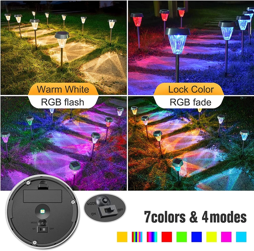 Lumières solaires de jardin extérieur avec corps en acier inoxydable, lumière solaire de chemin d'accès étanche pour la cour de paysage