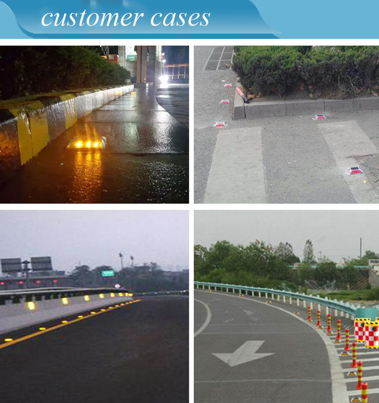 Route solaire jaune 6 LED et 20 tonnes de capacité de charge Marqueurs de route solaires