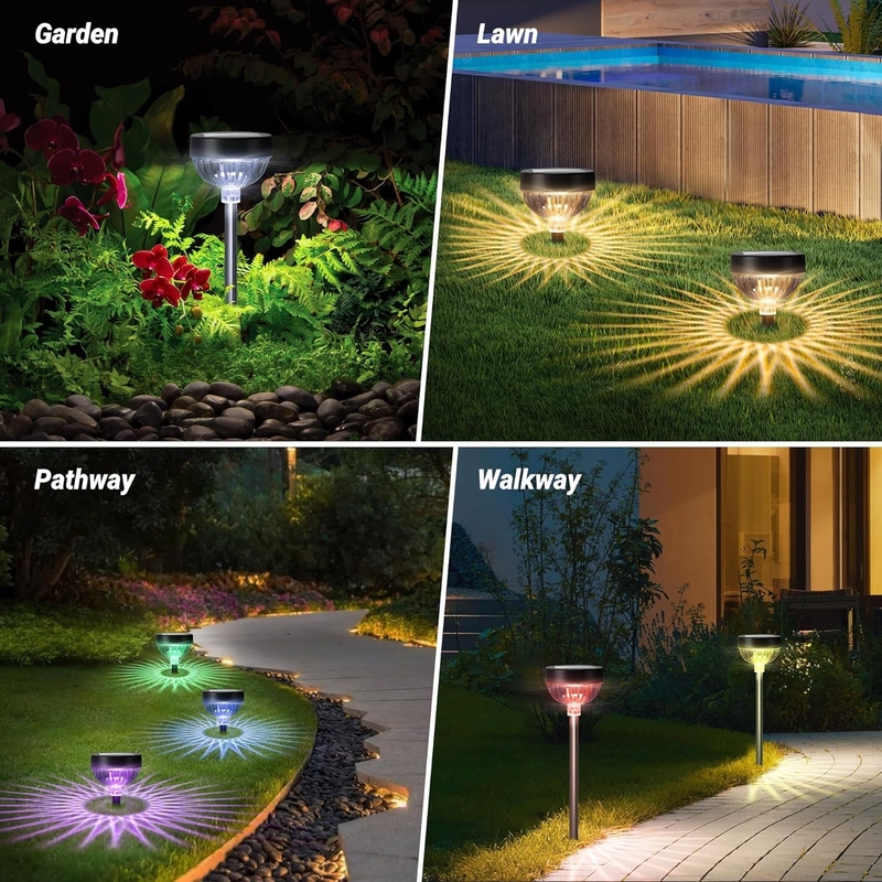 Lumière LED RVB IP65 extérieure étanche à l'eau Lumière solaire avec allumage/arrêt automatique et 15 heures de travail