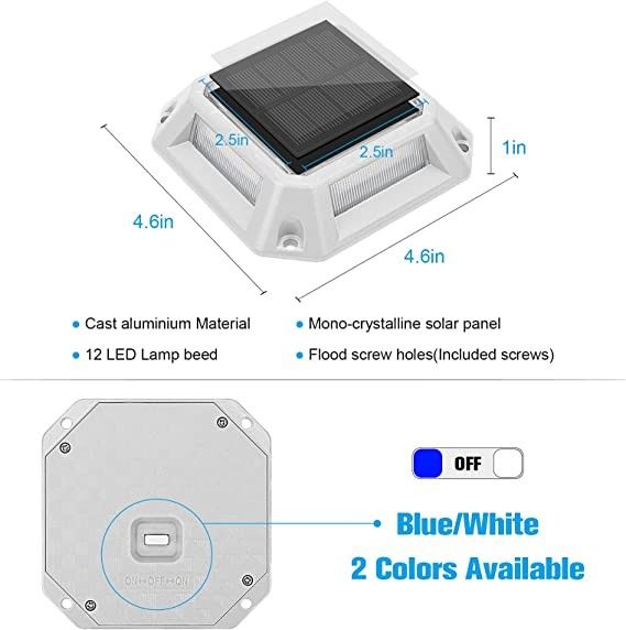 Lumières solaires de quai Lumières de pont de chemin d'accès Lumières marines extérieures Éclairage solaire IP68 étanche pour le chemin de marche Passerelle étape Escalier Marquage de piscine Avertissement