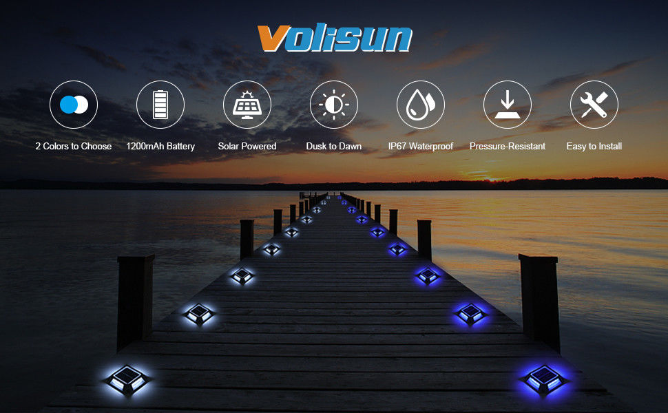 Lumières solaires de quai Lumières de pont de chemin d'accès Lumières marines extérieures Éclairage solaire IP68 étanche pour le chemin de marche Passerelle étape Escalier Marquage de piscine Avertissement