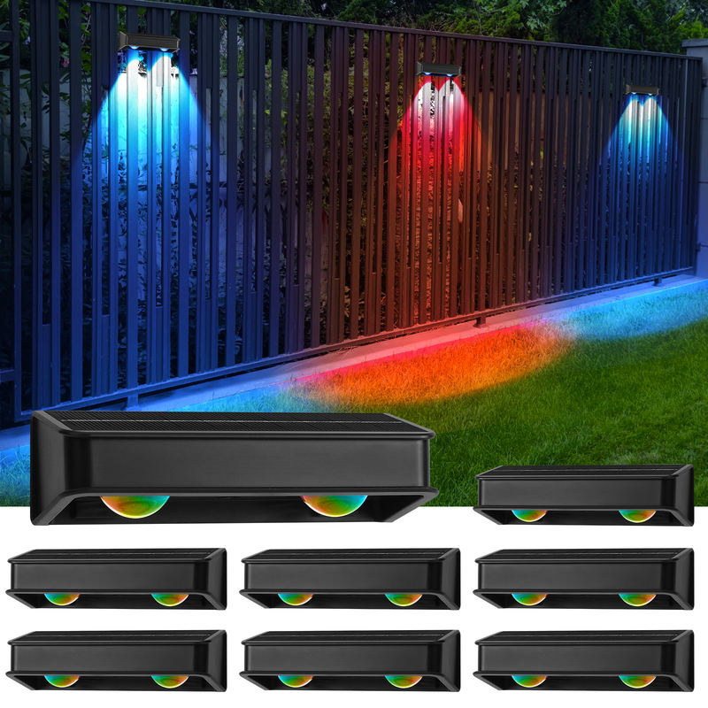 Porte de patio blanche chaude Porte de clôture de terrasse éclairage de jardin étanche petite lampe pas à pas extérieure solaire haut et bas lumières murales