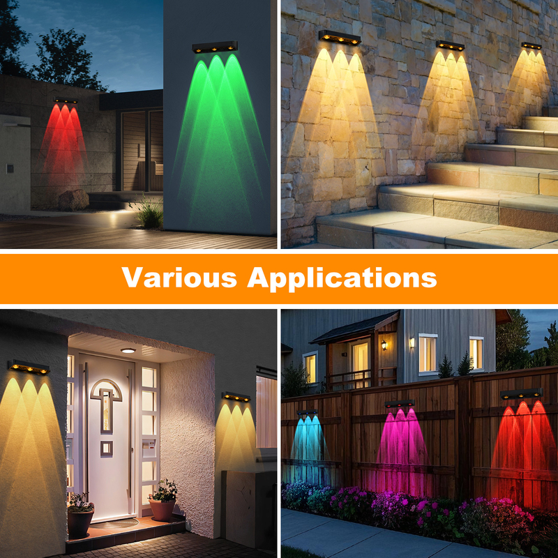 Vente à chaud IP65 Panneau solaire étanche au polysilicium Lumière blanche chaude Lumière vers le haut et vers le bas Source de lumière solaire LED Lampe de mur Hôtel
