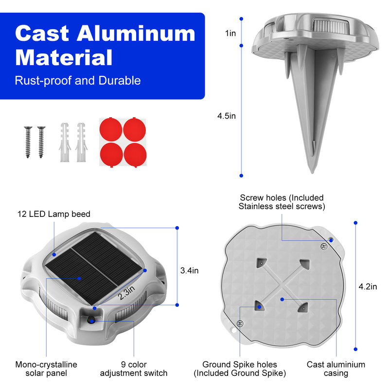 Forme ronde Pavement Lumière solaire LED Route Stud Marqueurs routiers Clignotant Lumière de quai solaire