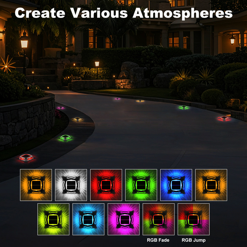 Forme ronde Pavement Lumière solaire LED Route Stud Marqueurs routiers Clignotant Lumière de quai solaire