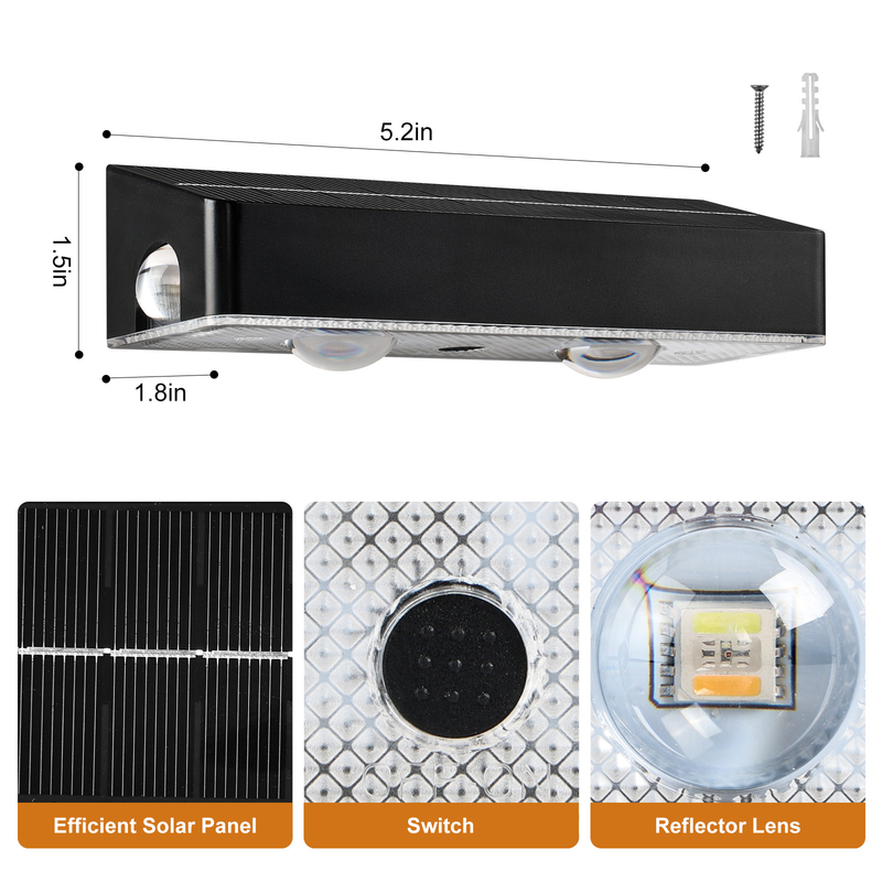 Lampe de clôture solaire 200g avec une luminosité de 50 lumens et une batterie en silicium monocristallin 3,7 V / 1200 MA