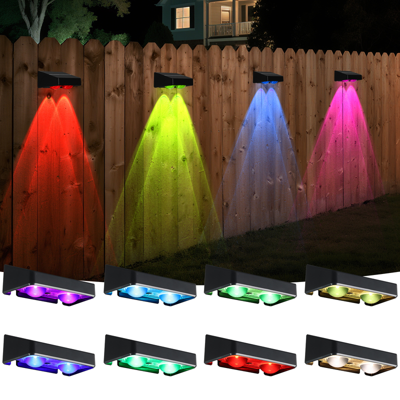 Porte de patio blanche chaude Porte de clôture de terrasse éclairage de jardin étanche petite lampe pas à pas extérieure solaire haut et bas lumières murales