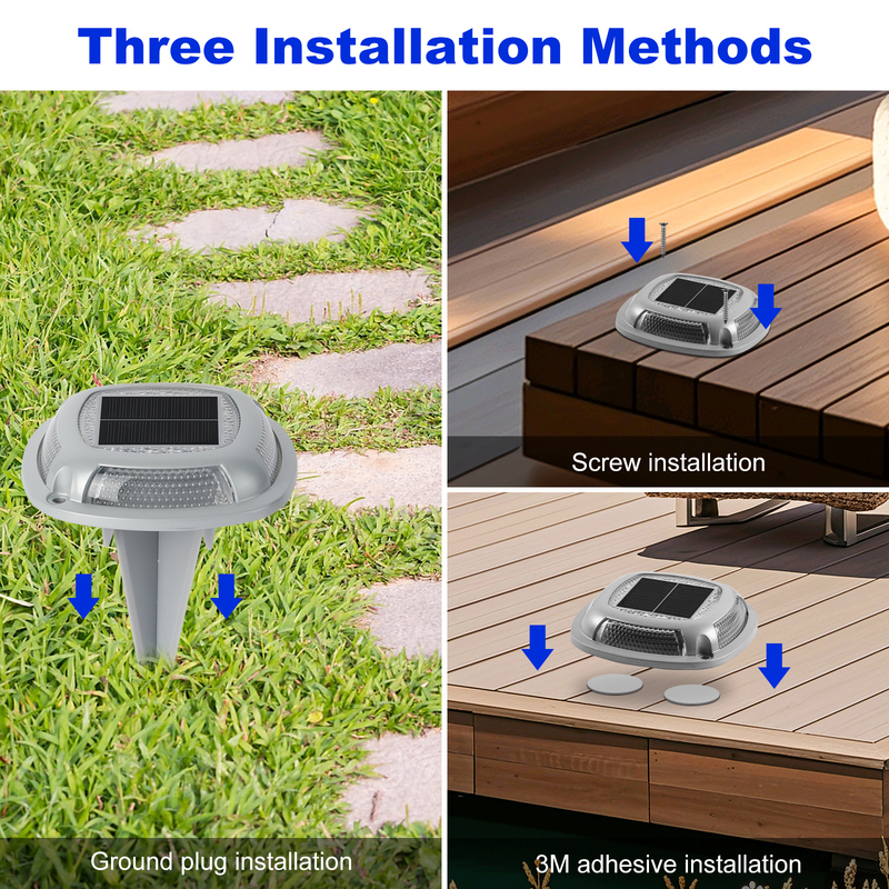 IP67 étanche à l'eau Lumière solaire de quai avec batterie 1,2V/600mah et panneau solaire 2V/140ma en blanc + bleu