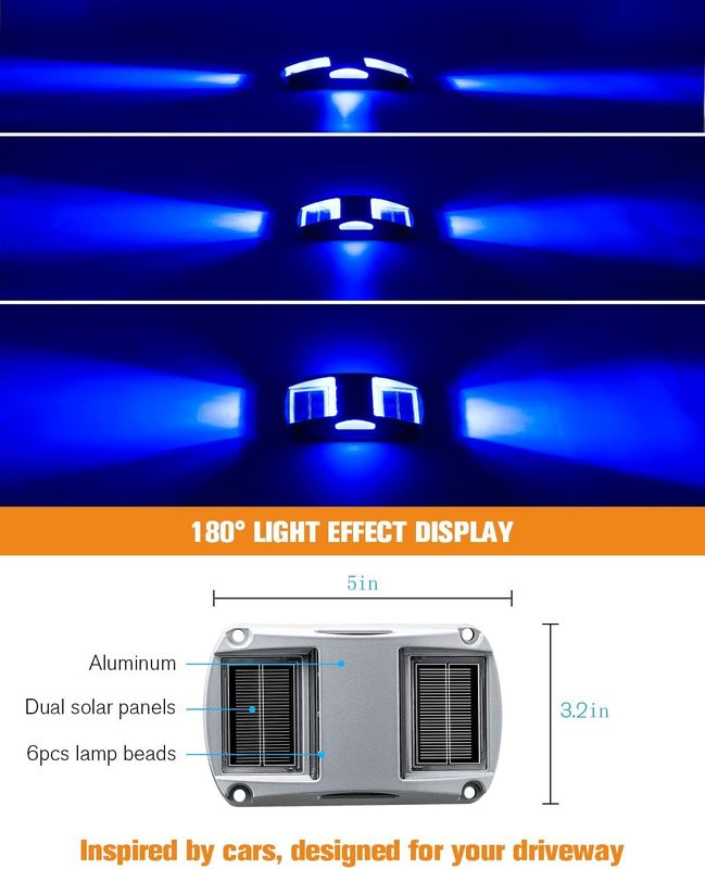 Lampe de terrasse solaire en aluminium avec 2 modes d'éclairage : lumière du jour 5000K et garantie de 2 ans